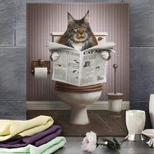 Load image into Gallery viewer, cat bathroom art