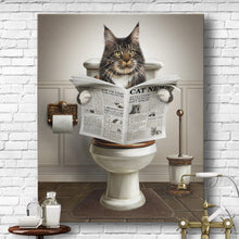 Load image into Gallery viewer, cat bathroom art