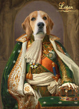 Load image into Gallery viewer, Napoleon in green male pet portrait