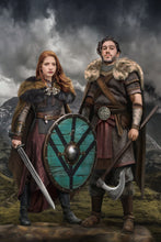 Load image into Gallery viewer, Vikings, swords and shields portrait - PopArtYouShop