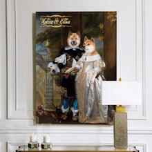 Load image into Gallery viewer, Portrait of a Married Couple in the Park two pets portrait