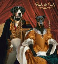 Load image into Gallery viewer, The Ruling Royal Couple in interior two pets portrait