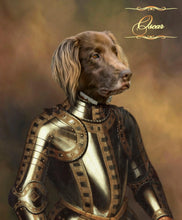 Load image into Gallery viewer, The Knight in Golden armour male pet portrait