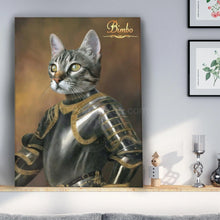 Load image into Gallery viewer, The Knight in Silver armour male cat portrait