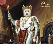 Load image into Gallery viewer, Napoleon Bonaparte and the Throne male pet portrait