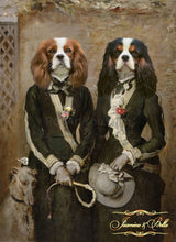 Load image into Gallery viewer, Twins, Grace and Kate Hoare two pets portrait