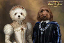 Load image into Gallery viewer, The third of many costume combinations for a two pets portrait