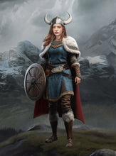 Load image into Gallery viewer, Woman with the shield viking portrait - PopArtYouShop