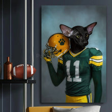 Load image into Gallery viewer, American Football Player of your favorite team male pet portrait