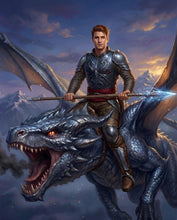 Load image into Gallery viewer, Dragon Rider personalized male portrait