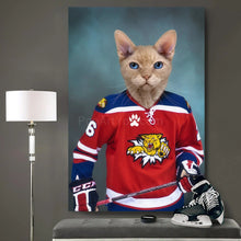 Load image into Gallery viewer, Hockey Player of your favorite team male pet portrait