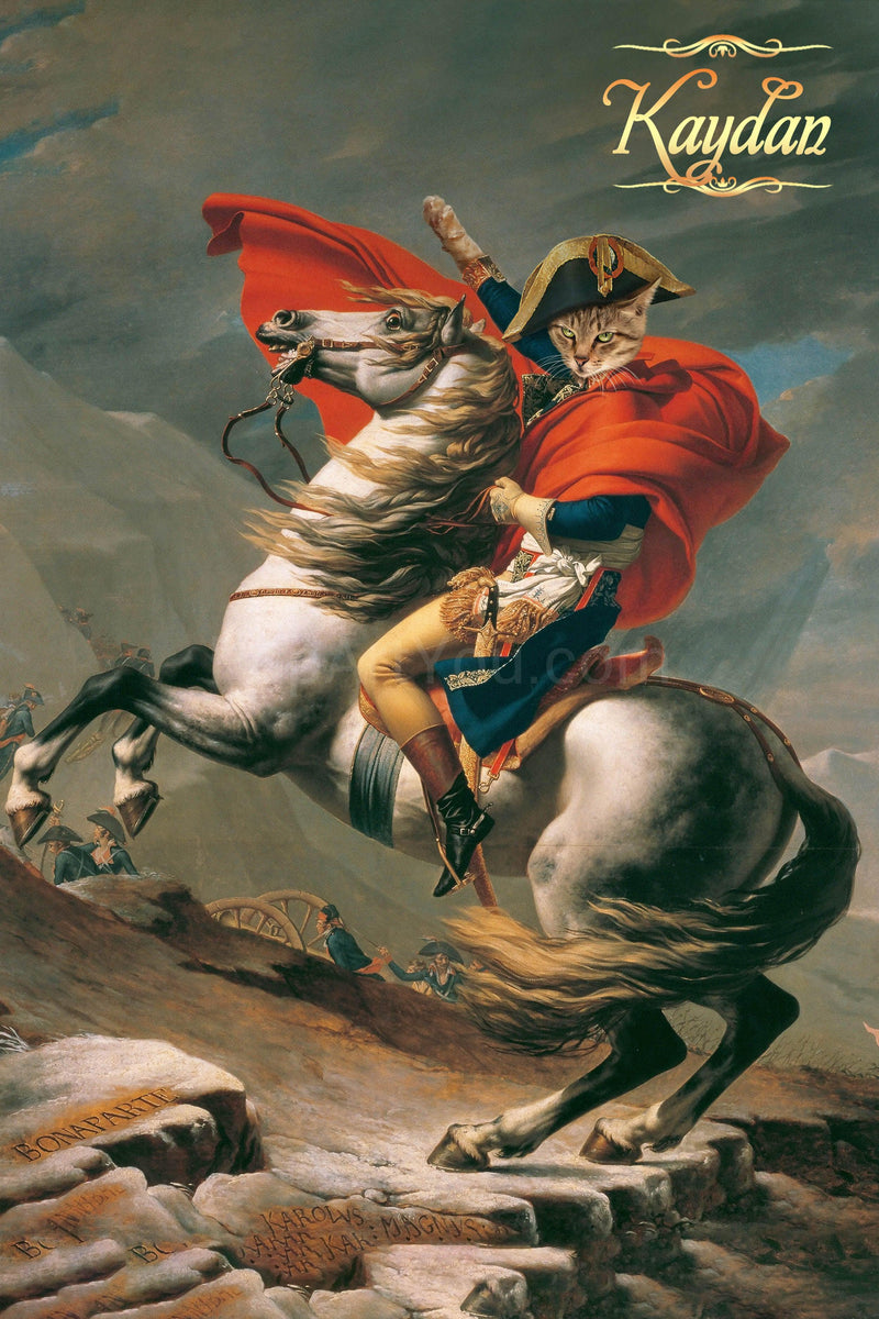 Napoleon pet crossing the Alps male cat portrait - PopArtYouShop