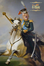 Load image into Gallery viewer, Pet leader on horse male cat portrait