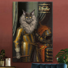 Load image into Gallery viewer, The Cavalier in armour male cat portrait