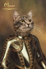 Load image into Gallery viewer, The Knight in Golden armour male cat portrait