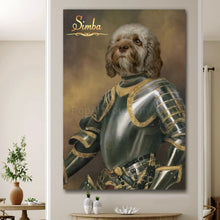 Load image into Gallery viewer, The Knight in Silver armour male pet portrait