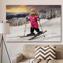 Load image into Gallery viewer, Skiing female pet portrait - PopArtYouShop