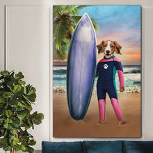Load image into Gallery viewer, Surfing female pet portrait - PopArtYouShop