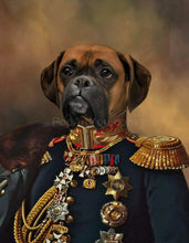 Load image into Gallery viewer, The portrait of male dog with human body in a general's attire in historical style