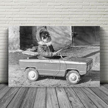 Load image into Gallery viewer, Toy car driver retro pet portrait