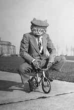 Load image into Gallery viewer, On a small bike retro pet portrait