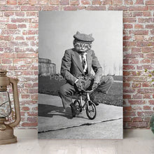 Load image into Gallery viewer, On a small bike retro pet portrait