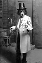 Load image into Gallery viewer, A gentleman wearing a top hat with a cigar retro pet portrait