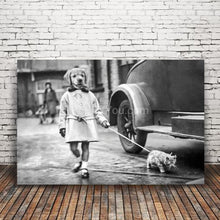 Load image into Gallery viewer, Walking a kitten retro pet portrait