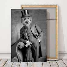 Load image into Gallery viewer, A gentleman wearing a top hat with gloves retro pet portrait