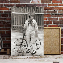 Load image into Gallery viewer, A cyclist wearing a striped suit retro pet portrait
