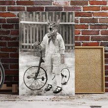 Load image into Gallery viewer, A cyclist wearing a striped suit retro pet portrait