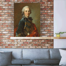 Load image into Gallery viewer, On the shelf against the background of a brick wall is a portrait of a man dressed in a renaissance costume