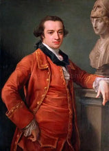 Load image into Gallery viewer, The portrait shows a man near the sculpture, wearing a red historical costume