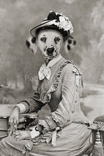Load image into Gallery viewer, The lady at the table retro pet portrait