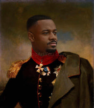 Load image into Gallery viewer, Portrait of a man dressed in a historical general's costume with medals and epaulets