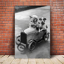 Load image into Gallery viewer, A girl with her boyfriend in the car retro pet portrait