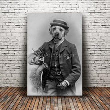 Load image into Gallery viewer, A gentleman with a hat and a cane retro pet portrait