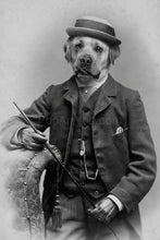 Load image into Gallery viewer, A gentleman with a hat and a cane retro pet portrait
