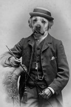 Load image into Gallery viewer, A gentleman with a hat and a cane retro pet portrait