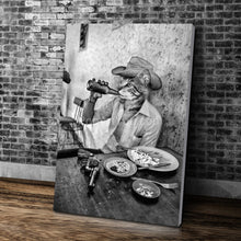 Load image into Gallery viewer, Gun and beer retro pet portrait