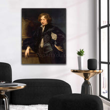 Load image into Gallery viewer, A portrait of a man dressed in renaissance attire hangs on a white wall