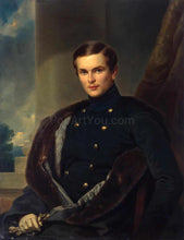 Load image into Gallery viewer, The portrait shows a man dressed in black historical attire

