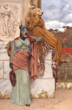 Load image into Gallery viewer, The portrait shows two dogs with human bodies dressed in historical royal dresses