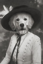 Load image into Gallery viewer, Lady wearing a hat with a feather retro pet portrait