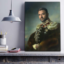 Load image into Gallery viewer, There is a portrait of a man dressed in a historical sergeant costume on the table

