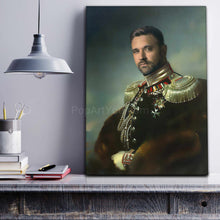 Load image into Gallery viewer, There is a portrait of a man dressed in a historical sergeant costume on the table