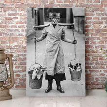 Load image into Gallery viewer, Puppies carrier retro pet portrait