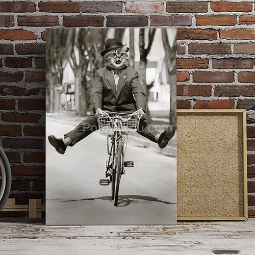 Funny cyclist retro pet portrait