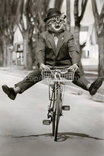 Load image into Gallery viewer, Funny cyclist retro pet portrait