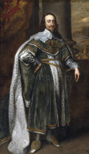 Load image into Gallery viewer, The portrait shows a man dressed in historical regal clothes with a mantle

